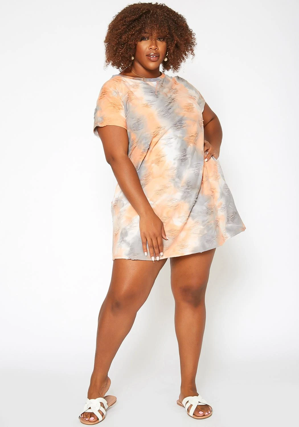 Asoph Plus Size Distressed Tie Dye Mini Dress 1 Asoph Plus Size Distressed Tie Dye Mini Dress