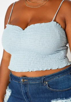 Asoph Plus Size Smocked Scrunch Detail Cam Top -Asoph Fashion Shop 2017774 003 4