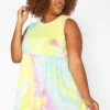 Asoph Plus Size Tie Dye Sleeveless Flare Blouse