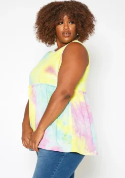 Asoph Plus Size Tie Dye Sleeveless Flare Blouse -Asoph Fashion Shop 2017778 145 2