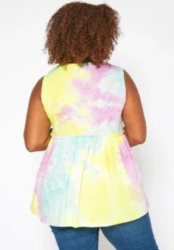 Asoph Plus Size Tie Dye Sleeveless Flare Blouse -Asoph Fashion Shop 2017778 145 3