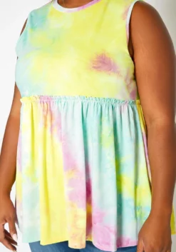 Asoph Plus Size Tie Dye Sleeveless Flare Blouse -Asoph Fashion Shop 2017778 145 4