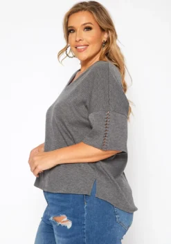 Asoph Plus Size Comfy Knit V Neck Tee Shirt -Asoph Fashion Shop 2017802 108 2