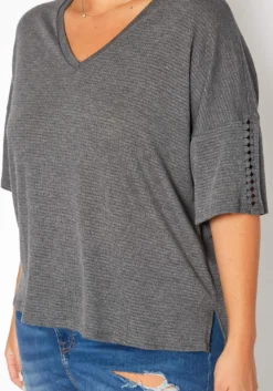 Asoph Plus Size Comfy Knit V Neck Tee Shirt -Asoph Fashion Shop 2017802 108 4