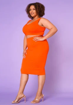 Asoph Plus Size Basic Tank Crop Top & Midi Skirt Set 9 Asoph Plus Size Basic Tank Crop Top & Midi Skirt Set -Asoph Fashion Shop 2017807 004 4