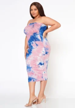 Plus Size Tie Dye Tube Midi Dress -Asoph Fashion Shop 2017895 002 2
