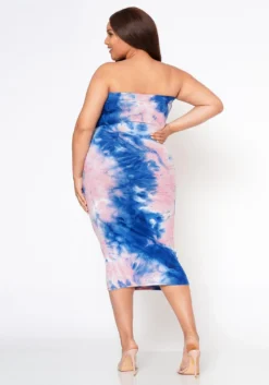 Plus Size Tie Dye Tube Midi Dress -Asoph Fashion Shop 2017895 002 3