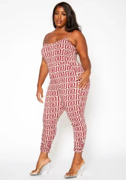 Asoph Plus Size Greek Key Print Cami Jumpsuit -Asoph Fashion Shop 2017900 283 2