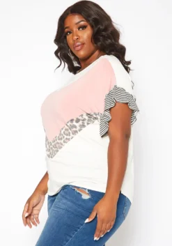 Asoph Plus Size Color Splice Short Sleeve Shirt -Asoph Fashion Shop 2017913 186 2