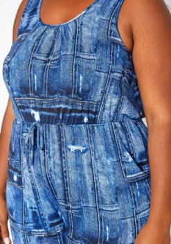 Asoph Plus Size Denim Print Bodycon Jumpsuit -Asoph Fashion Shop 2017919 290 3