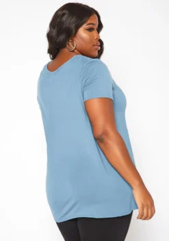 Asoph Plus Size Cut Out Front Tee Shirt -Asoph Fashion Shop 2017920 003 3