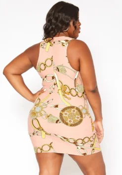 Asoph Plus Size Chain Link Print Mini Dress -Asoph Fashion Shop 2017926 126 3