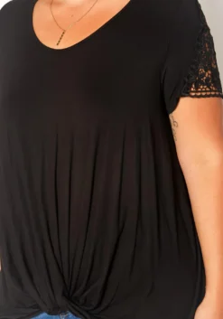 Asoph Plus Size Crochet Hem Short Sleeve Shirt -Asoph Fashion Shop 2017936 001 4