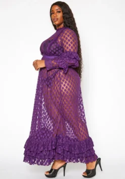 Asoph Plus Size Polka Dot Mesh Flare Maxi Dress -Asoph Fashion Shop 2017938 145 2