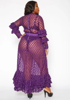 Asoph Plus Size Polka Dot Mesh Flare Maxi Dress -Asoph Fashion Shop 2017938 145 3