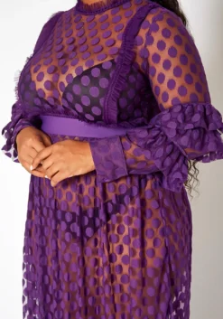 Asoph Plus Size Polka Dot Mesh Flare Maxi Dress -Asoph Fashion Shop 2017938 145 4