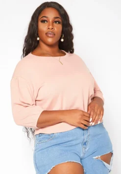 Asoph Plus Size Relaxed Fit Crew Neck Top