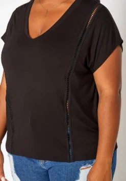 Asoph Plus Size Crochet Hem V Neck Shirt -Asoph Fashion Shop 2017999 001 4