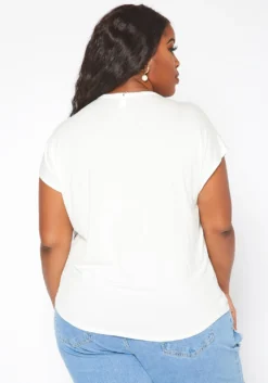 Asoph Plus Size Crochet Hem V Neck Shirt -Asoph Fashion Shop 2017999 135 3