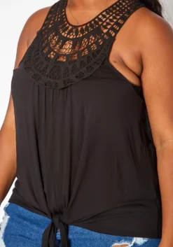 Asoph Plus Size Crochet Hem Tassel Front Tank Top -Asoph Fashion Shop 2018034 001 4