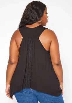 Asoph Plus Size Lace Hem V Neck Tank Top -Asoph Fashion Shop 2018035 001 3