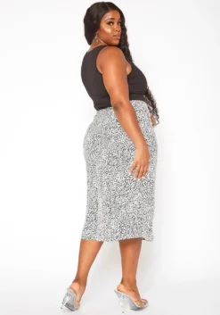 Asoph Plus Size Leopard Print High Waist Midi Skirt -Asoph Fashion Shop 2018052 172 3