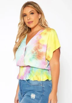 Asoph Plus Size Tie Dye Smocked Top -Asoph Fashion Shop 2018084 145 1