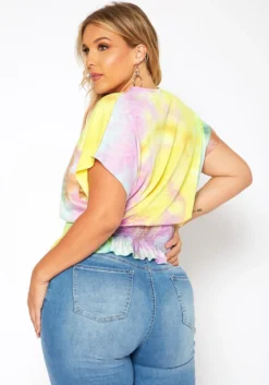 Asoph Plus Size Tie Dye Smocked Top -Asoph Fashion Shop 2018084 145 2