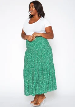 Asoph Plus Size Dainty Floral Print Maxi Flare Skirt -Asoph Fashion Shop 2018086 103 2