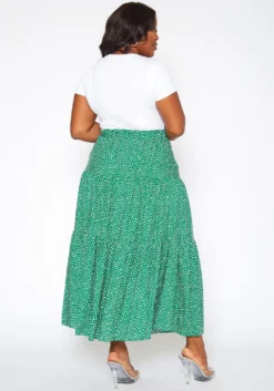 Asoph Plus Size Dainty Floral Print Maxi Flare Skirt -Asoph Fashion Shop 2018086 103 3