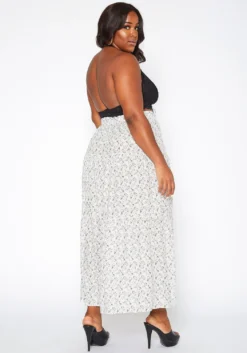 Asoph Plus Size Dainty Floral Print Flare Maxi Skirt -Asoph Fashion Shop 2018087 107 3