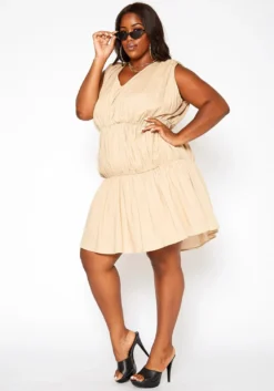 Asoph Plus Size Tiered Puffy Flare Mini Dress -Asoph Fashion Shop 2018090 142 3