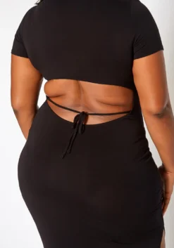 Asoph Plus Size Open Back Bodycon Midi Dress -Asoph Fashion Shop 2018106 001 4