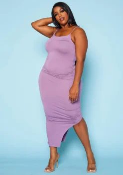 Asoph Plus Size Ruched Bodycon Maxi Dress