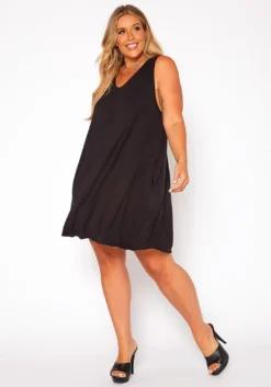 Asoph Plus Size Crochet Design Flare Mini Dress