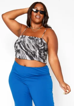 Asoph Plus Size Statement Print Ruched Cami Top