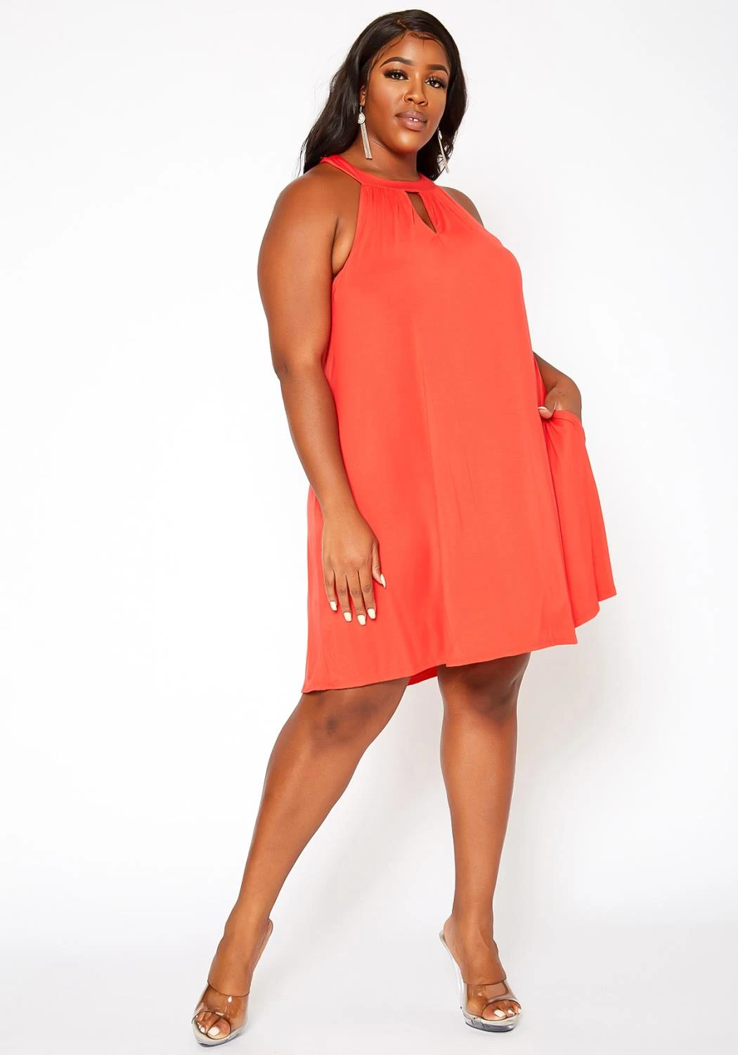 Asoph Plus Size Keyhole Front Flare Mini Dress 1 Asoph Plus Size Keyhole Front Flare Mini Dress