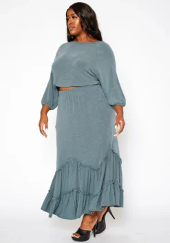 Asoph Plus Size Ruffle Trim Knit Maxi Skirt -Asoph Fashion Shop 2018206 161 2