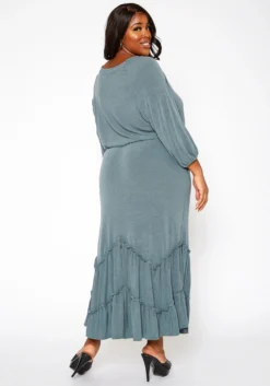 Asoph Plus Size Ruffle Trim Knit Maxi Skirt -Asoph Fashion Shop 2018206 161 3