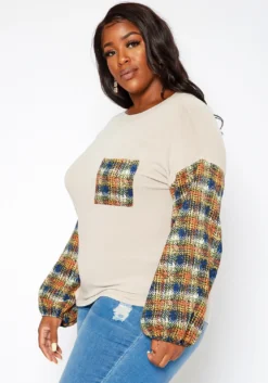 Asoph Plus Size Plaid Print Sweatshirt -Asoph Fashion Shop 2018207 120 2