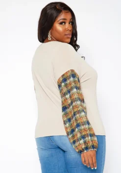 Asoph Plus Size Plaid Print Sweatshirt -Asoph Fashion Shop 2018207 120 3