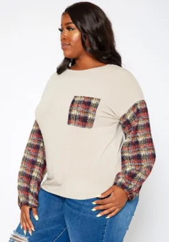 Asoph Plus Size Plaid Print Sweatshirt -Asoph Fashion Shop 2018207 144 2