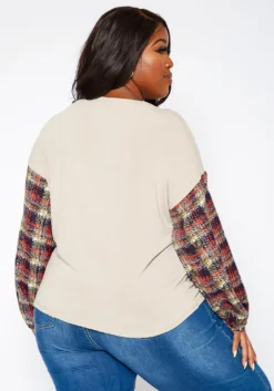 Asoph Plus Size Plaid Print Sweatshirt -Asoph Fashion Shop 2018207 144 3