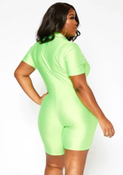Asoph Plus Size Neon Zip Front Biker Romper -Asoph Fashion Shop 2018216 152 2