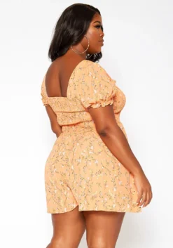 Asoph Plus Size Floral Blossom Print Romper -Asoph Fashion Shop 2018241 304 2