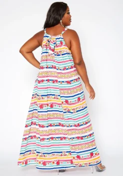 Asoph Plus Size Floral Striped Maxi Flare Dress -Asoph Fashion Shop 2018242 128 3