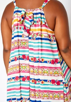 Asoph Plus Size Floral Striped Maxi Flare Dress -Asoph Fashion Shop 2018242 128 4