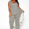 Asoph Plus Size Striped Cape Flare Jumpsuit