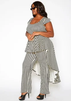Asoph Plus Size Striped Cape Flare Jumpsuit -Asoph Fashion Shop 2018244 271 1