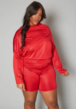 Plus Size Dolman Long Sleeve Romper